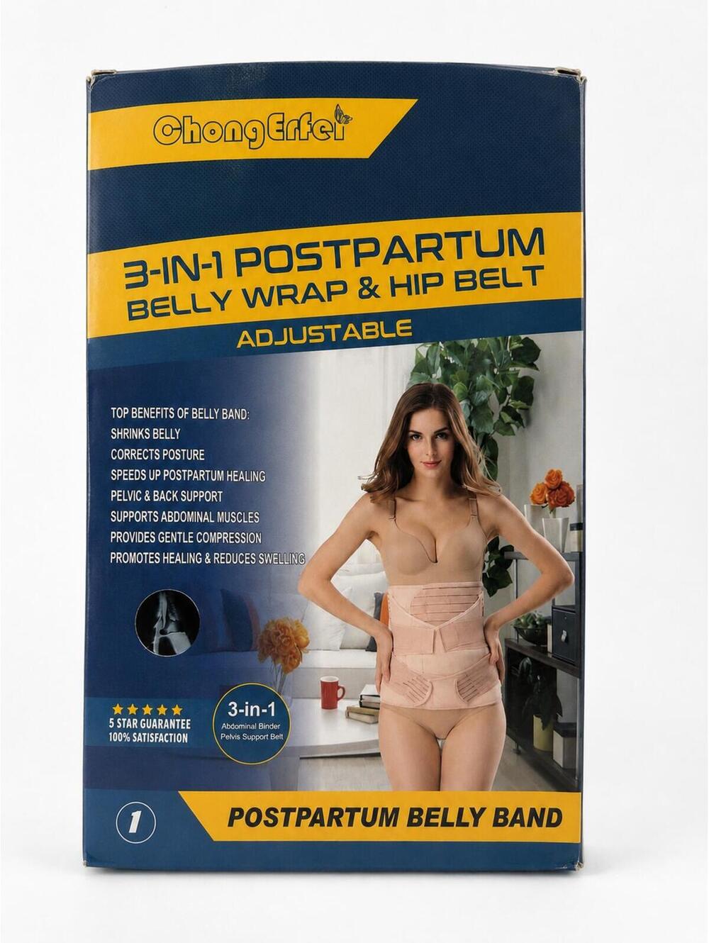 2/$40 ChongErfei 3-in-1 Postpartum Belly Wrap & Hip Belt XL Black | NIB